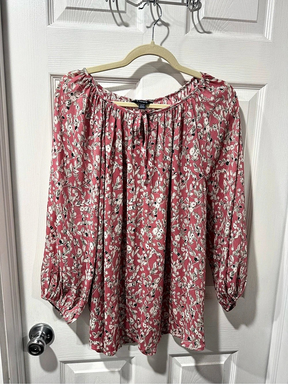 Chaps Floral Blouse in Pink & White Size XL